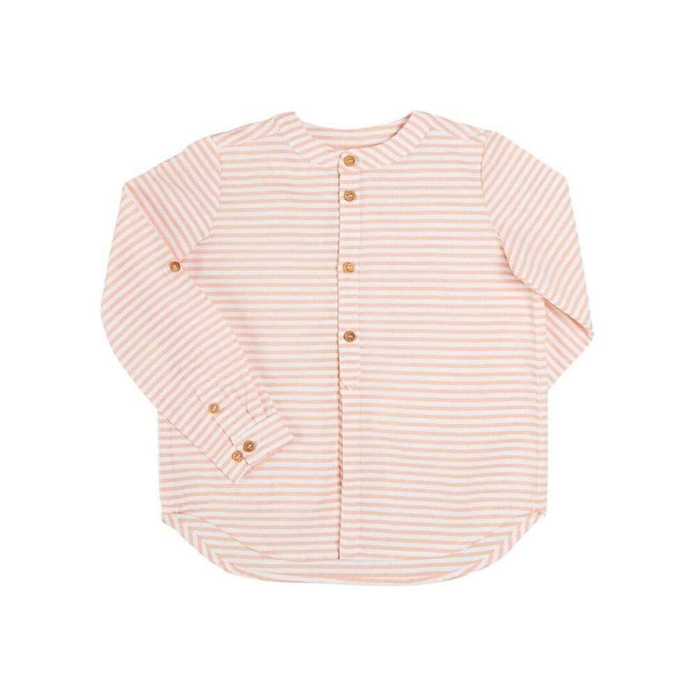 Pepa London Girls  Striped Mao Collar Linen-Blend Shirt
